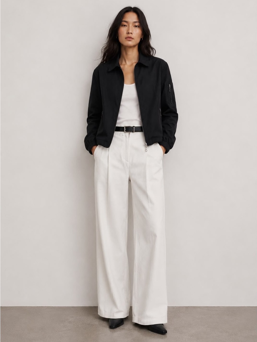 Alia Petites Black Zip-Up Bomber Style Jacket Size 12p